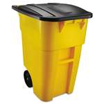 RUBBERMAID COMMERCIAL PROD. Brute Rollout Container, Square, Plastic, 50 gal, Yellow