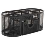 ELDON OFFICE PRODUCTS Mesh Pencil Cup Organizer, Four Compartments, Steel, 9 1/3 x 4 1/2 x 4, Black