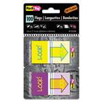 REDI-TAG CORPORATION Pop-Up Fab Page Flags w/Dispenser, "Look!", Purple/Yellow; Yellow/Teal, 100/Pack
