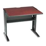 SAFCO PRODUCTS Computer Desk W/ Reversible Top, 35-1/2w x 28d x 30h, Mahogany/Medium Oak/Black