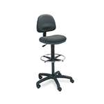 Safco 3401BL Precision Extended Height Swivel Stool w/Adjustable Footring, Black Fabric