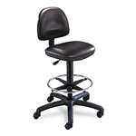 SAFCO PRODUCTS Precision Extended Height Swivel Stool w/Adjustable Footring, Black Vinyl