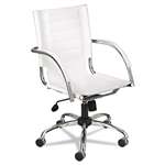 SAFCO PRODUCTS Flaunt Series Mid-Back Manager's Chair, White Leather/Chrome