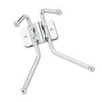 SAFCO PRODUCTS Metal Wall Rack, Two Ball-Tipped Double-Hooks, 6-1/2w x 3d x 7h, Chrome Metal