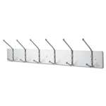SAFCO PRODUCTS Metal Wall Rack, Six Ball-Tipped Double-Hooks, 36w x 3-3/4d x 7h, Satin Metal