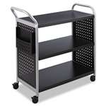 SAFCO PRODUCTS Scoot Three-Shelf Utility Cart, 31w x 18d x 38h, Black/Silver