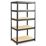 SAFCO PRODUCTS Boltless Steel/Particleboard Shelving, Five-Shelf, 36w x 24d x 72h, Black