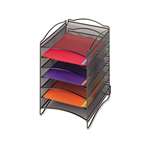 SAFCO PRODUCTS Onyx Steel Mesh Lliterature Sorter, Six Compartments, Black