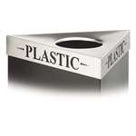 SAFCO PRODUCTS Triangular Lid For Trifecta Receptacle, Laser Cut "PLASTIC" Inscription, STST