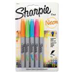 SANFORD Neon Permanent Markers, Assorted, 5/Pack