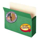 SMEAD MANUFACTURING CO. 5 1/4" Exp Colored File Pocket, Straight Tab, Letter, Green