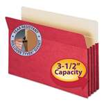 SMEAD MANUFACTURING CO. 3 1/2" Exp Colored File Pocket, Straight Tab, Legal, Red