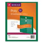 SMEAD MANUFACTURING CO. Poly String & Button Envelope, 9 3/4 x 11 5/8 x 1 1/4, Green, 5/Pack