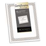 SOUTHWORTH CO. Premium Certificates, White, Fleur Silver Foil Border, 66 lb, 8.5 x 11, 15/Pack
