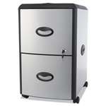 STOREX Two-Drawer Mobile Filing Cabinet, Metal Siding, 19w x 15d x 23h, Silver/Black