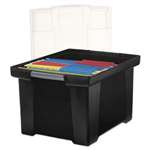 Storex 61528U01C Plastic File Tote Storage Box, Letter/Legal, Snap-On Lid, Black