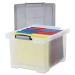 STOREX Portable File Tote w/Locking Handle Storage Box, Letter/Legal, Clear