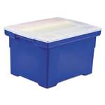 STOREX Plastic File Tote Storage Box, Letter/Legal, Snap-On Lid, Blue/Clear