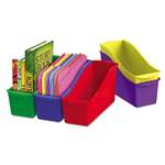 Storex 70105U06C Interlocking Book Bins, 4 3/4 x 12 5/8 x 7, 5 Color Set, Plastic