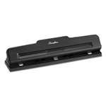 ACCO BRANDS, INC. 10-Sheet Desktop Two-to-Three-Hole Adjustable Punch, 9/32" Holes, Black