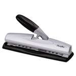 ACCO BRANDS, INC. 12-Sheet LightTouch Desktop Two-to-Three-Hole Punch, 9/32" Holes, Black/Silver
