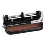 ACCO BRANDS, INC. 40-Sheet Heavy-Duty Lever Action 2-to-7-Hole Punch, 11/32" Hole, Black/Woodgrain