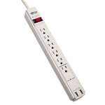TRIPPLITE Protect It! Surge Suppressor, 6 Outlets, 6 ft Cord, 990 Joules, Cool Gray