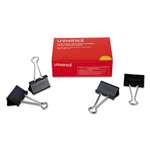 UNIVERSAL OFFICE PRODUCTS Large Binder Clips, 1" Capacity, 2" Wide, Black, 12/Box