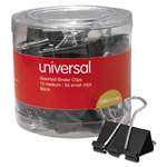 UNIVERSAL OFFICE PRODUCTS Medium/Small Binder Clips, 5/8", 3/8" Capacity, 1 1/4", 3/4" Wide, Black, 60/PK