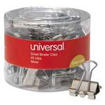 UNIVERSAL OFFICE PRODUCTS Small Binder Clips, 3/8" Capacity, 3/4" Wide, Silver, 40/Pack