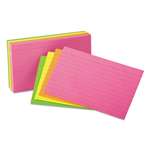 UNIVERSAL OFFICE PRODUCTS Ruled Neon Glow Index Cards, 5 x 8, Assorted, 100/Pack