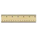 UNIVERSAL OFFICE PRODUCTS Flat Wood Ruler w/Double Metal Edge, 12", Clear Lacquer Finish
