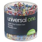 Universal One 95000 Vinyl-Coated Wire Paper Clips, Jumbo, Assorted Colors, 250/Pack