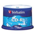 VERBATIM CORPORATION CD-R Discs, 700MB/80min, 52x, Spindle, Silver, 50/Pack