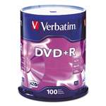 VERBATIM CORPORATION DVD+R Discs, 4.7GB, 16x, Spindle, 100/Pack