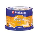 VERBATIM CORPORATION DVD-R Discs, 4.7GB, 16x, Spindle, Silver, 50/Pack