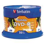 VERBATIM CORPORATION DVD-R Disc, 4.7 GB, 16x, White, 50/Pk