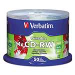 VERBATIM CORPORATION CD-RW Discs, Printable, 700MB/80min, 4x, Spindle, Silver, 50/Pack
